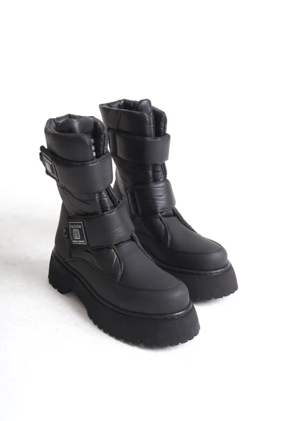 Joy Ayakkabı ELISA Cırt Cırtlı Paraşüt KumaşKadın Bot CST - Siyah - Resim 5