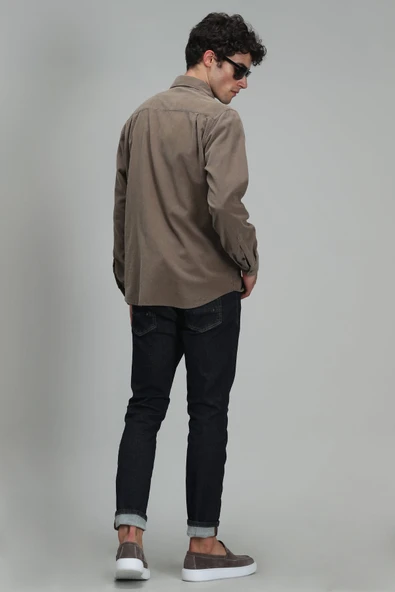 Lufian Oversize Kadife Erkek Gömlek - Uzun Kol - Minimalist Tarz - 7