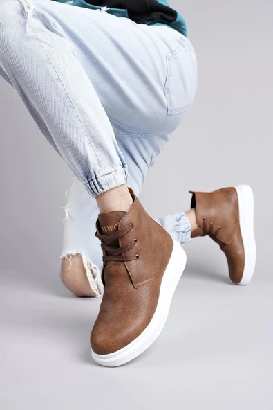 aradimtaradim SLW207 Oslo Bağcıklı Cilt Erkek Günlük Spor Bot BT Taba - Resim 3