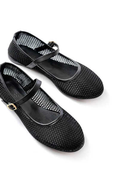 İnfon Ayakkabı Marketi Babet6325 Siyah Fileli Baret Toka Detaylı Günlük Kadın Babet - Resim 4