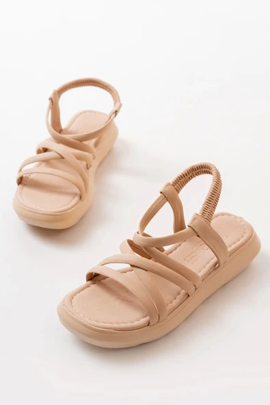 İnfon Ayakkabı Marketi 841-841 Nut Lastikli Günlük Kadın Sandalet - Resim 3