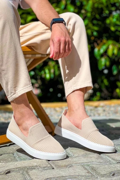 KUBACK Legend is back Kb-114 Kuback Bej Triko Yüksek Taban Bağcıksız Günlük Erkek Ayakkabı ürün görseli