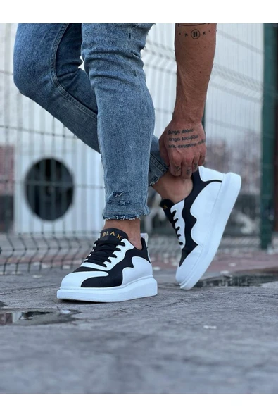 aradimtaradim WG301 Beyaz Siyah Erkek Casual Ayakkabı - Resim 3