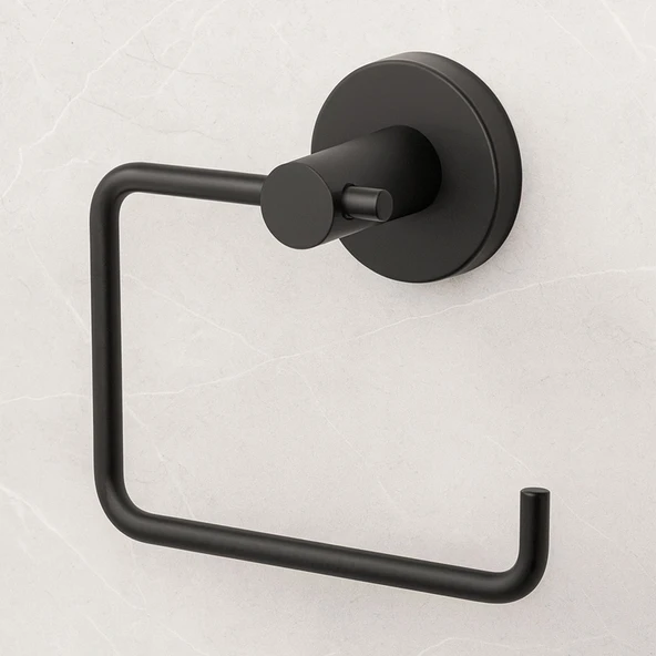 Siyah Kapaksız WC Kağıt Aparatı Vidalı Paslanmaz Metal Duvar Tipi Tuvalet Kağıtlık Banyo Aksesuarı ürün görseli