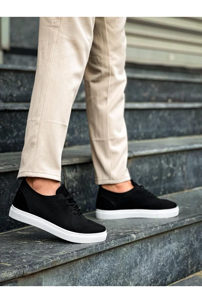 Arda Erkek AyakkabıKB-101 Kuback Siyah Triko Bağcıklı Günlük Erkek Ayakkabı - Resim 3
