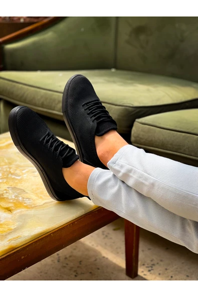 Arda Erkek AyakkabıKB-101 Kuback Kömür Triko Bağcıklı Günlük Erkek Ayakkabı - Resim 4