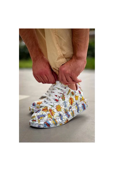 POLEXP gl00my Beyaz Boom Bağcıklı Erkek Günlük Ayakkabı - Resim 2