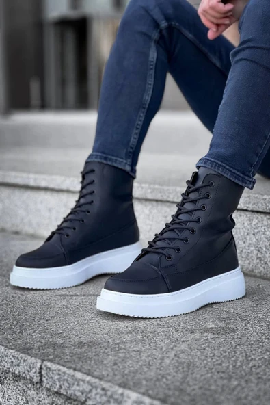 aradimtaradim KB-0991 Kuback Siyah Cilt Yüksek Taban Bağcıklı Postal Bot - Resim 2