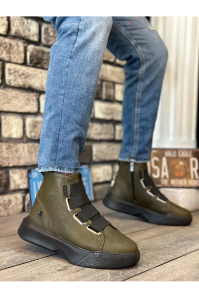 aradimtaradim BA0142 Bantlı Erkek Yüksek Taban Haki Spor Bot ürün görseli 1