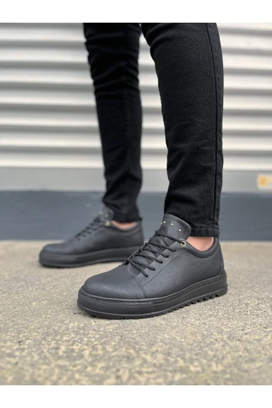 Joy Ayakkabı JY152 Cool Bağcıklı Cilt Erkek Günlük Spor Klasik Ayakkabı CST - Siyah - Resim 2