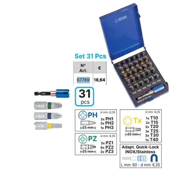 Izar Tools 31 Parça Bits Uç Seti - 6