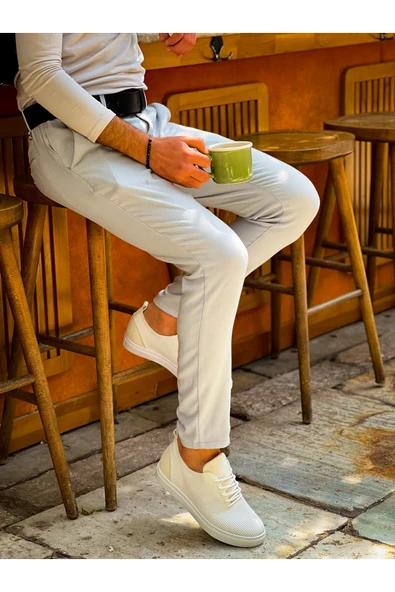 Kuback KB 101 Kuback Beyaz Triko Bağcıklı Günlük Erkek Ayakkabı ürün görseli 1