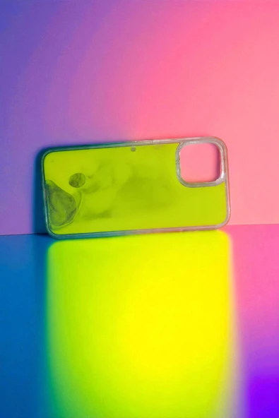 Kılıfx İphone 12 / 12 Pro Uyumlu Neon Bumper Parlayan Fosforlu Sarı Sulu Kılıf - 3