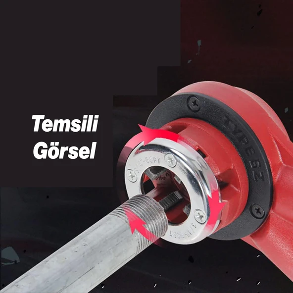 (1 Adet) Manuel Diş Açma Pafta Kafası 1" Dahili Kesici Diş Açma Bıçaklı Boru Paftası 1/2" Maksimum - Resim 5