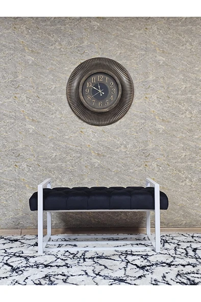 Beyaz Boyalı Metal 80 cm Puf Bench - Antre Puf - Hol Bench - Puf - Oturak - Bench Siyah Renk 90 x 45 Boyut/Ebat - Resim 3