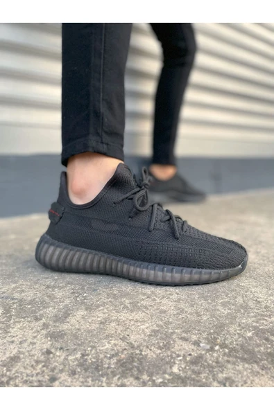 Joy Ayakkabı Erkek sporJY305 Pulse Bağcıklı Triko Kumaş Erkek Günlük Spor Ayakkabı TST - Siyah ürün görseli