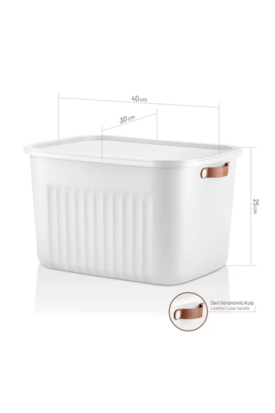 Mithra Life 3 lü 3 Renkli 20 lt Mega Çok Amaçlı Kapaklı Organizer Saklama Kabı Kutu MIT1267 - Resim 3