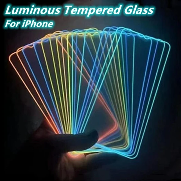 Apple iPhone 11 Luminous Fosforlu Tam Kaplayan Cam Mavi - Resim 2