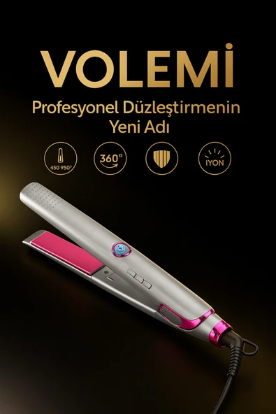 Volemi Vm-004 Profesyonel Seramik Plakalı Saç Düzleştirici Hızlı Isınma Dijital Led Ekran - Resim 6