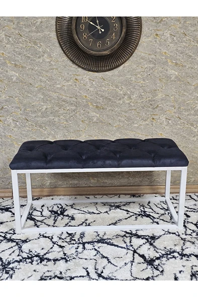 Beyaz Boyalı Diktörtgen 100 cm x 40 cm Oturak Puf - Bench - Makyaj Oturağı - Oturak Füme Renk 100 x 40 Boyut/Ebat - Resim 2