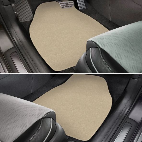 5 Parça Açık Kahverengi Araç Halı Paspas Takımı / Ön ve Arka Uyumlu Taban Koruyucu - Resim 3