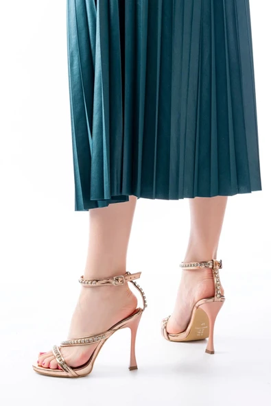 No8 Home A-20 Rose Taşlı Vivet Platformlu Topuklu Kadın Ayakkabı - Resim 4