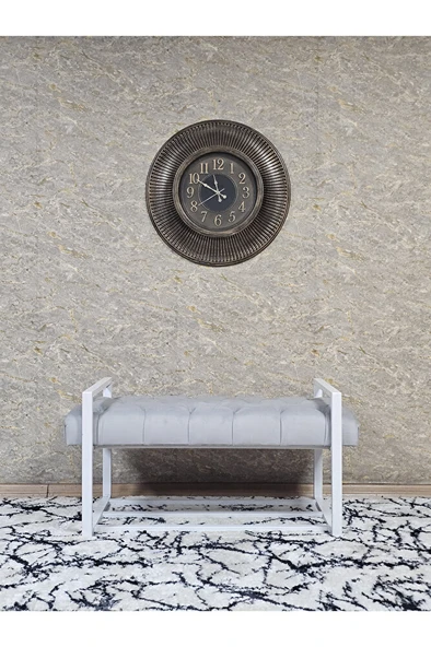 Beyaz Boyalı Metal 80 cm Puf Bench - Antre Puf - Hol Bench - Puf - Oturak - Bench Gri Renk 90 x 45 Boyut/Ebat - Resim 3