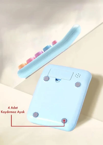 12 Haneli Güneş Enerjili Hesap Makinesi - Açılı Geniş Ekran, Çift Güç Kaynağı Solar Pil MAVİ RENK - 2