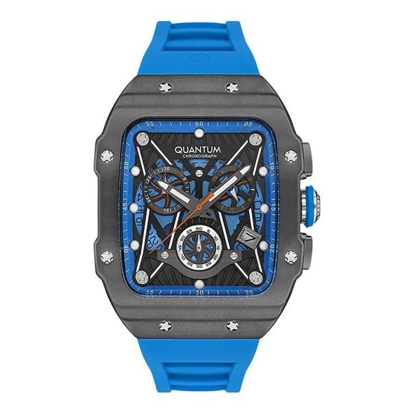 Quantum HNG1080.659 Quartz Cronograph Silikon Mavi 10 ATM Safir Cam 43 mm Erkek Kol Saati ürün görseli