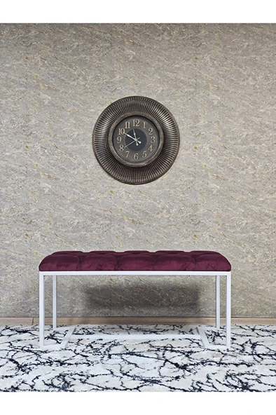 Beyaz Boyalı - L - Ayaklı 100 cm x 38 cm Oturak - Bench - Makyaj Taburesi - Makyaj Oturak Bordo Renk 100 x 40 Boyut/Ebat - Resim 3