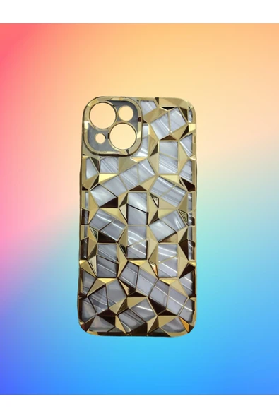 Kılıfx İPhone 13 / 14 / 15 Uyumlu Geometrik Elmas Desenli Siyah Telefon Kılıf - 2