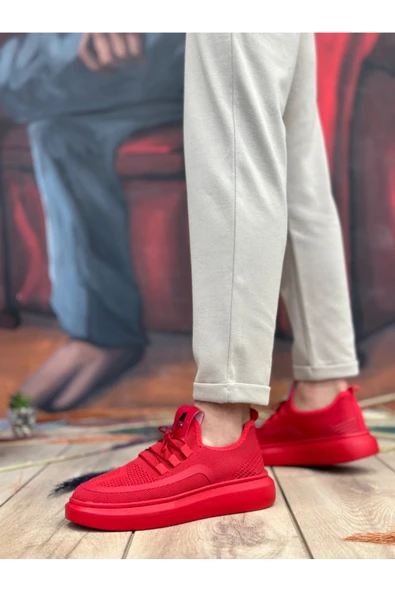 Arda BA0375 Özel Örme Triko Tarz Kırmızı Renk Spor Ayakkabı - Resim 3