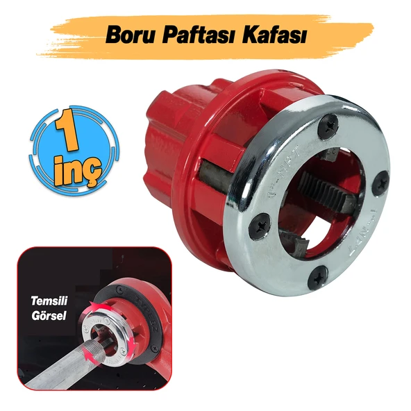 (1 Adet) Manuel Diş Açma Pafta Kafası 1" Dahili Kesici Diş Açma Bıçaklı Boru Paftası 1/2" Maksimum - Resim 2