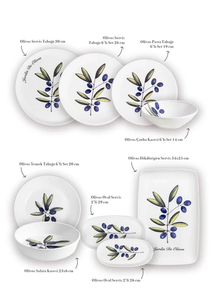 The Mia Olivos 6 Kişilik Yemek Talımı 31 Parça Set 1 - Resim 2