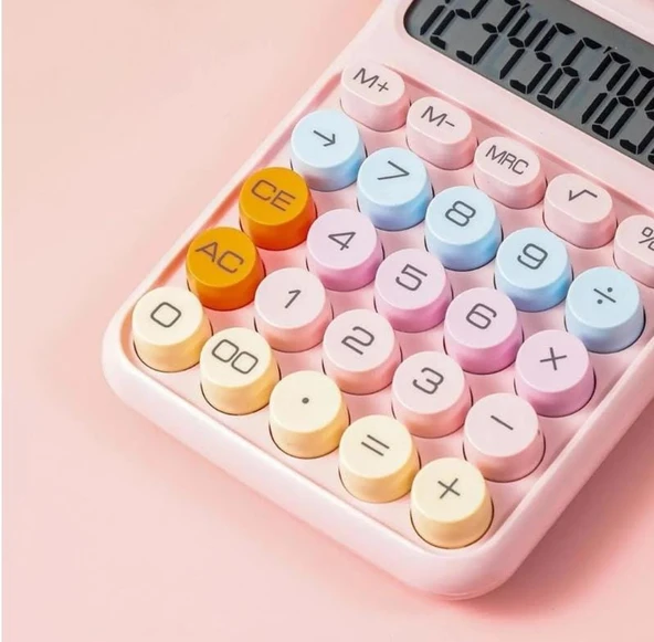 12 Haneli Güneş Enerjili Hesap Makinesi - Açılı Geniş Ekran, Çift Güç Kaynağı Solar Pil PEMBE RENK - 6