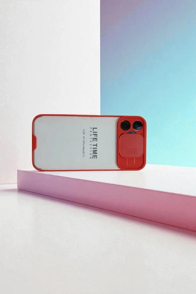 Kılıfx iPhone 12 Pro Max Uyumlu Kamera Korumalı Kızaklı Arka Koruma Kılıf Kırmızı - 1