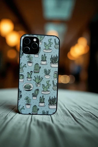 Kılıfx İphone 12 / 12 Pro Uyumlu Kaktüs Tasarım Süper Şeffaf Silikon Telefon Kılıfı
