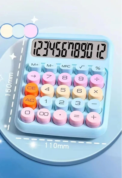 12 Haneli Güneş Enerjili Hesap Makinesi - Açılı Geniş Ekran, Çift Güç Kaynağı Solar Pil MAVİ RENK - 4