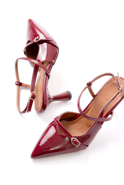 İnfon Ayakkabı Marketi K-6722 Bordo Rugan Toka Detaylı Sivri Burun Kadın Ayakkabı - Resim 4