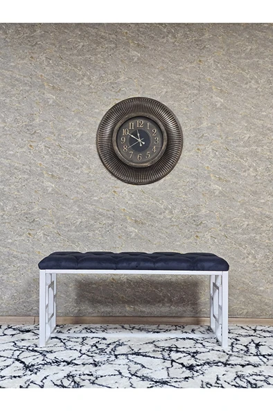 Beyaz Boyalı İçi Kareli Diktörtgen 100 cm x 40 cm Oturak Puf - Bench - Makyaj Oturağı - Oturak Füme Renk 100 x 40 Boyut/Ebat - Resim 3