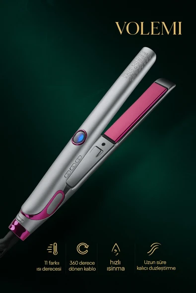 Volemi Vm-004 Profesyonel Seramik Plakalı Saç Düzleştirici Hızlı Isınma Dijital Led Ekran - Resim 8
