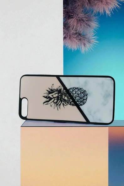 Kılıfx iPhone 7 Plus / 8 Plus Uyumlu Ananas Tasarım Süper Şeffaf Silikon Telefon Kılıfı