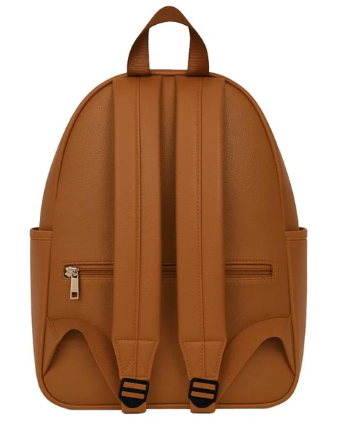 Yuga Suni Deri Dört Gözlü Sırt Çantası Taba - 2