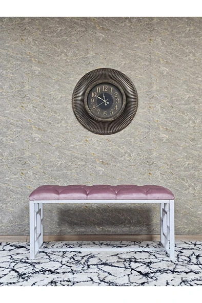 Beyaz Boyalı İçi Kareli Diktörtgen 100 cm x 40 cm Oturak Puf - Bench - Makyaj Oturağı - Oturak Pembe Renk 100 x 40 Boyut/Ebat - Resim 3