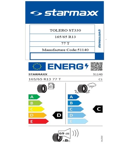 Starmaxx 165/65 R13 TL 77T TOLERO ST330 Oto Yaz Lastiği (Üretim Tarihi:2025) - Resim 2