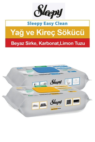 Sleepy Easy Clean Kireç Sökücü Havlu 30 lu + Yağ Çözücü Havlu 30 lu - 1