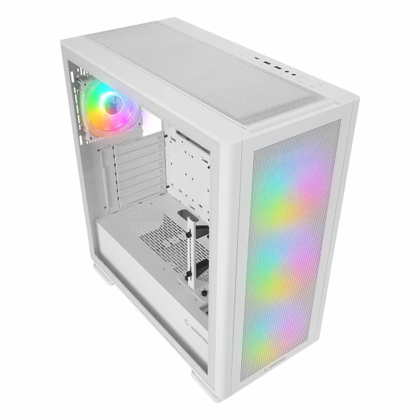Rampage Vanguard V2 White USB 3.2 RGB eATX Mid Tower Beyaz Kasa - Resim 4