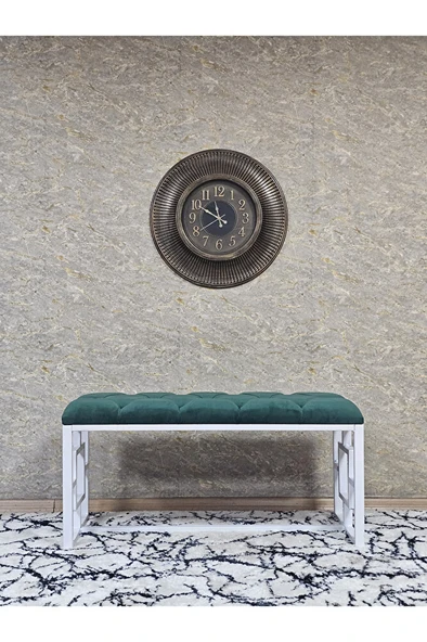 Beyaz Boyalı İçi Kareli Diktörtgen 100 cm x 40 cm Oturak Puf - Bench - Makyaj Oturağı - Oturak Yeşil Renk 100 x 40 Boyut/Ebat - Resim 3