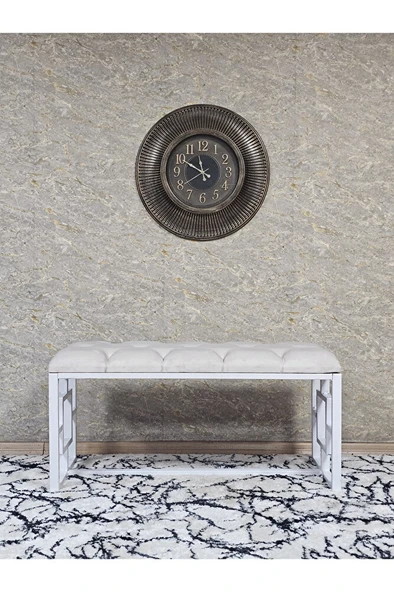 Beyaz Boyalı İçi Kareli Diktörtgen 100 cm x 40 cm Oturak Puf - Bench - Makyaj Oturağı - Oturak Krem Renk 100 x 40 Boyut/Ebat - Resim 3