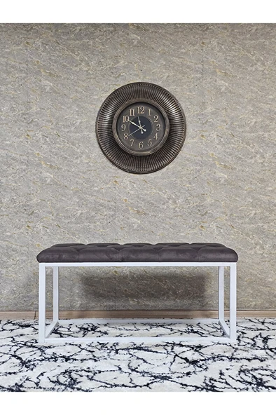 Beyaz Boyalı Diktörtgen 100 cm x 40 cm Oturak Puf - Bench - Makyaj Oturağı - Oturak Kahverengi Renk 100 x 40 Boyut/Ebat - Resim 3